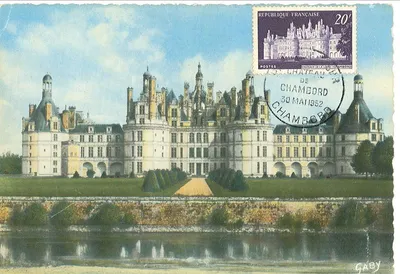 Carte maximum Chateau de Chambord (vue en couleur)
