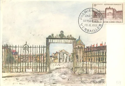 Carte maximum Chateau de Versailles (entree d'apres Utrillo)