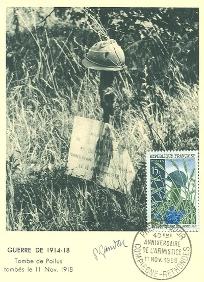 Carte maximum 40e Anniversaire de l'Armistice - Tombe de Poilus