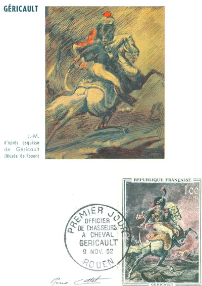 Carte maximum Officier de chasseurs a cheval de la garde imperiale chargeant